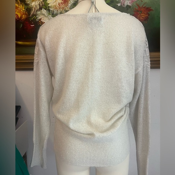 Elle Grey/White Sweater with Embroidered Accents - Picture 8 of 8
